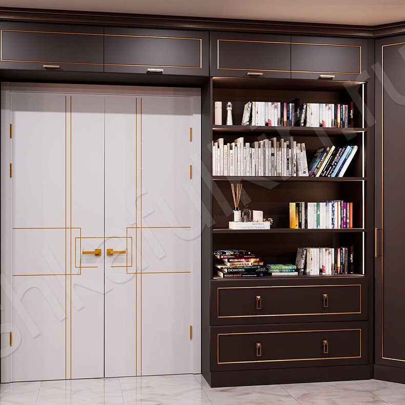 Библиотека Караваджио Темные Древесный Неоклассика Спальня Для посуды Для декора Для книг 2