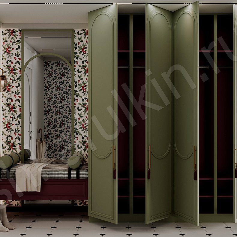 Прихожая Новелла Зеленый Светлые Неоклассика 4х створчатые Прихожая Для вещей 3