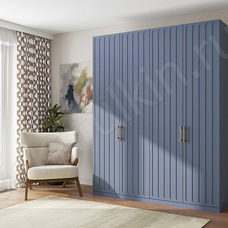 Шкаф Магнетик Синий Цветной Современный 4х створчатые Гостиная Для вещей