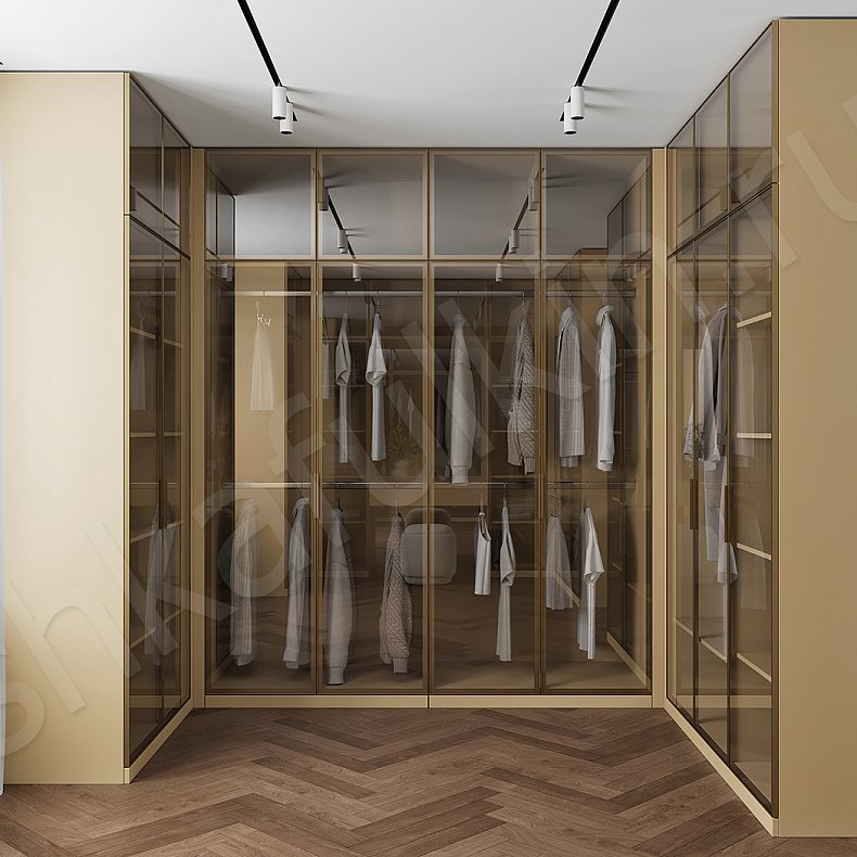 Гардеробная Мауриццо Светлые Золото Коричневый Современный  Гардеробная Для вещей Для белья 1