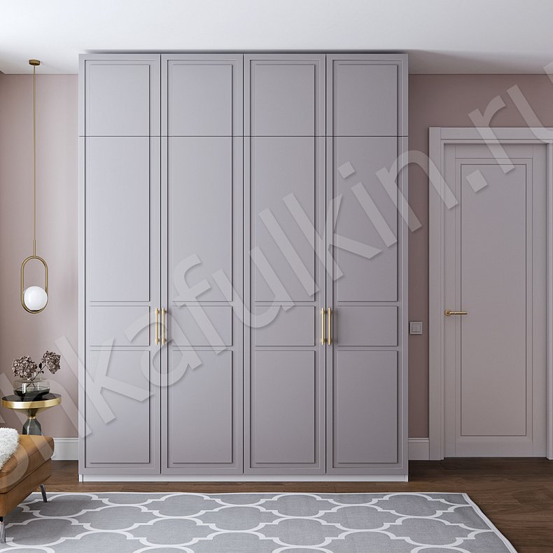 Шкаф Бруно Белый Светлые Серый Неоклассика 4х створчатые Гостиная Для вещей 2