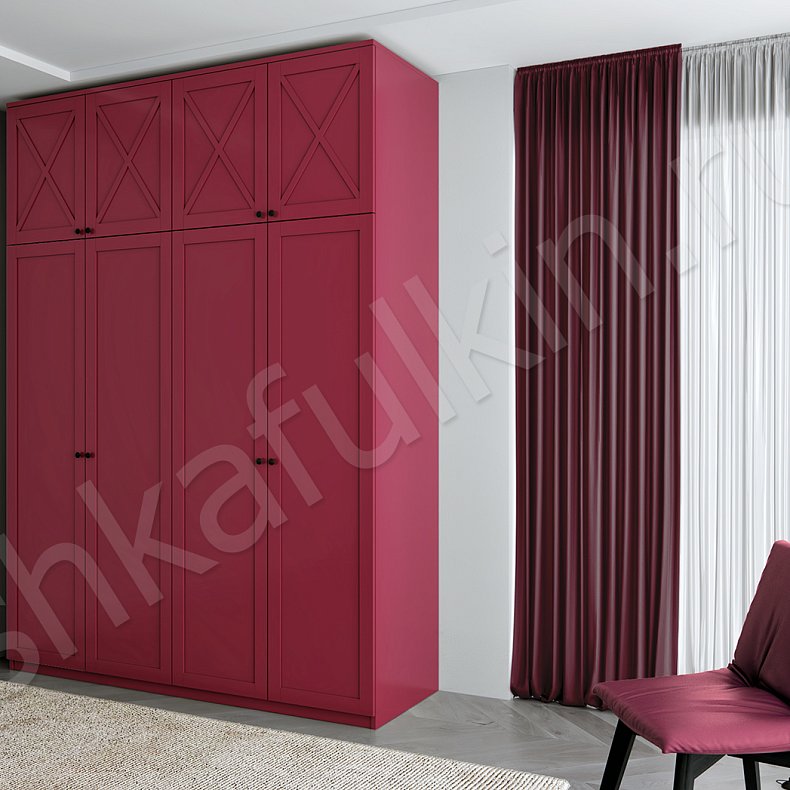 Корпусный шкаф Луи Белый Цветной Красный Светлые Неоклассика 4х створчатые Спальня Для вещей