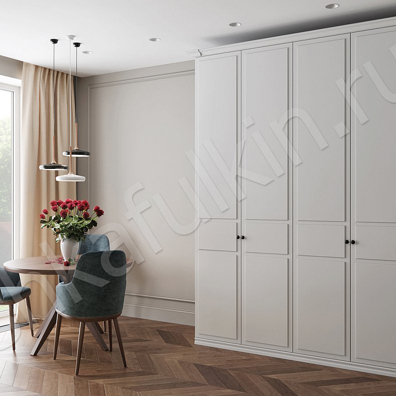 Шкаф Норманд Белый Светлые Серый Скандинавский 4х створчатые Гостиная Для вещей