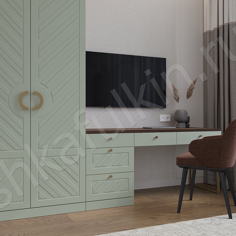 Гарнитур Бьянка Зеленый Светлые Цветной Современный 2х створчатые Спальня Для вещей Под ТВ Для книг Для белья 2