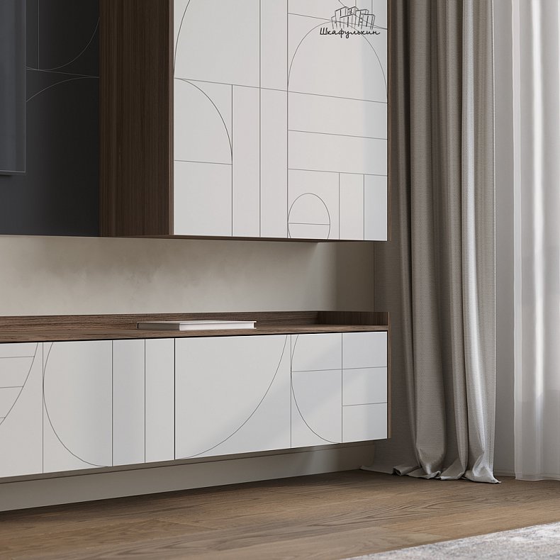 Стенка Роллан Светлые Белый Современный 2х створчатые Гостиная Под ТВ Для декора 2