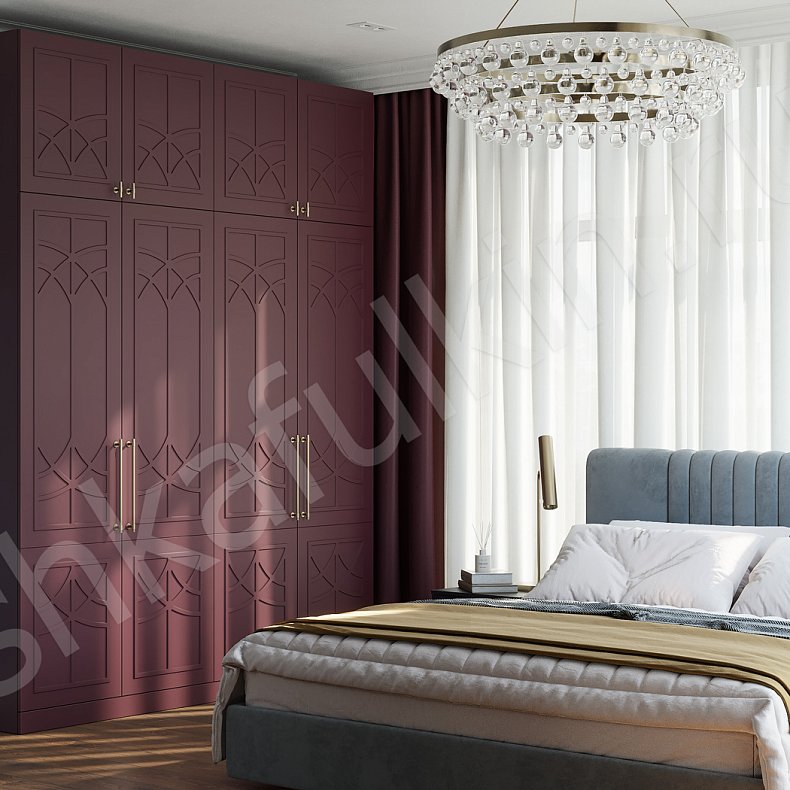 Гарнитур Стефани Белый Красный Неоклассика 4х створчатые Спальня Для белья Для вещей 1