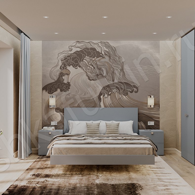 Гарнитур Атланта Светлые Синий Цветной Современный 5и створчатые Спальня Для вещей Для декора Для книг Для белья 2