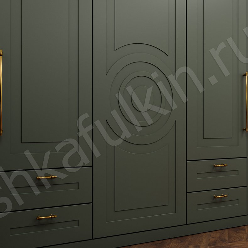 Спальня Линдор Зеленый Темные Цветной Неоклассика 5и створчатые Спальня Для вещей Для белья 3