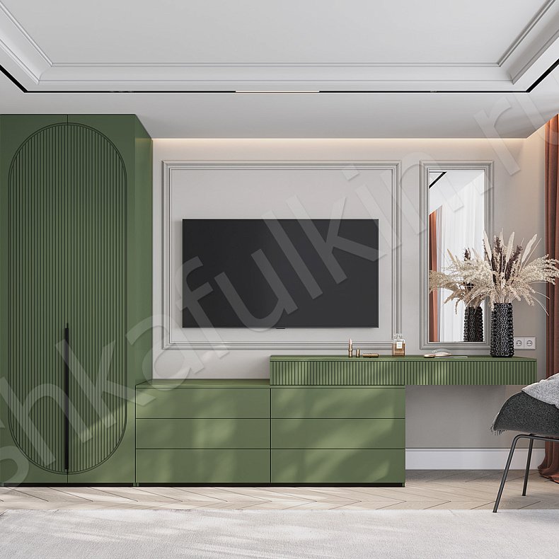 Гарнитур Скаволлини Темные Неоклассика 2х створчатые Спальня Для белья Для вещей 1