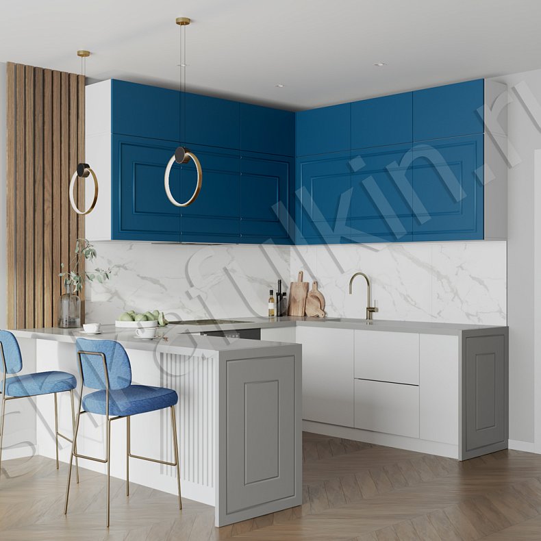 Кухня Джорджия Blue Синий Темные Неоклассика   Для посуды