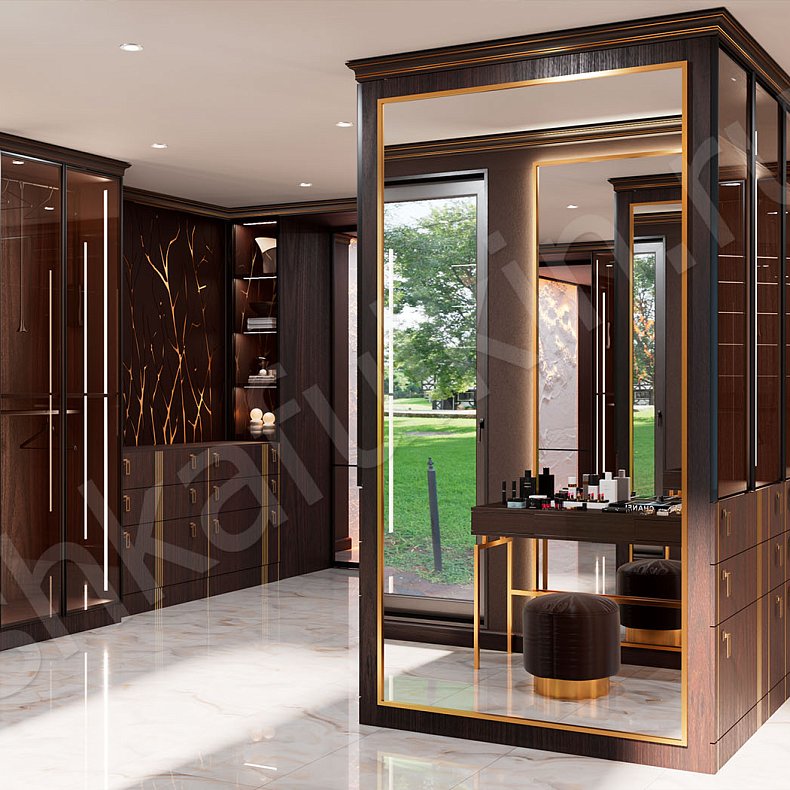 Гардеробная Караваджио Темные Древесный Современный Гардеробная Для вещей Для белья 2