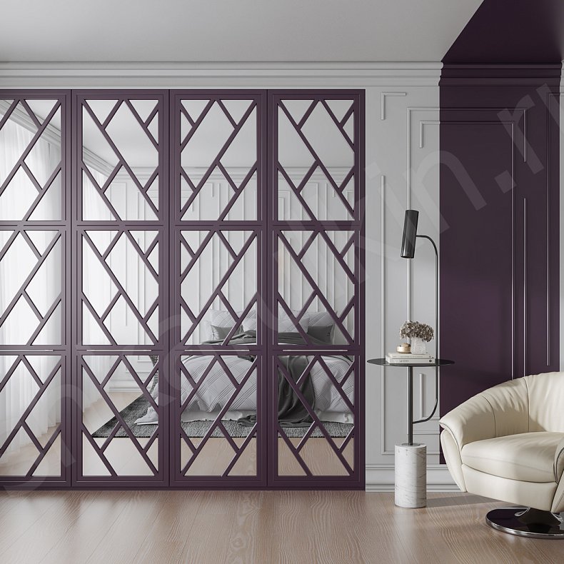 Шкаф Эверест Цветной Розовый Темные Современный 4х створчатые Спальня Для вещей 1