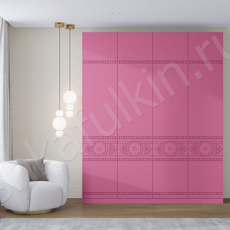 Шкаф Денница Зеленый Светлые Синий Розовый Красный Цветной Этнический 4х створчатые Гостиная Для вещей Для белья 3