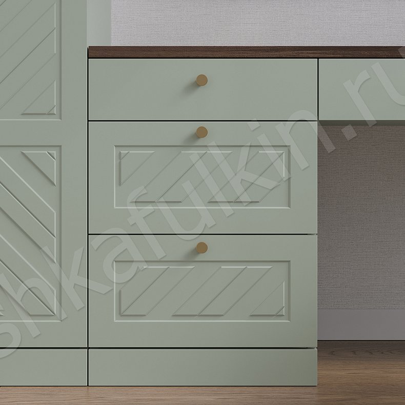 Гарнитур Бьянка Зеленый Светлые Цветной Современный 2х створчатые Спальня Для вещей Под ТВ Для книг Для белья 4