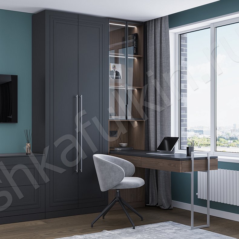 Гарнитур Галилео Черный Белый Светлые Темные Неоклассика 4х створчатые Детская Для книг Для декора Для вещей 3