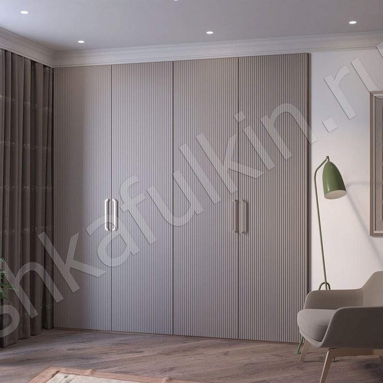 Встроенный шкаф Бинго Серый Светлые Модерн 4х створчатые Гостиная Для вещей