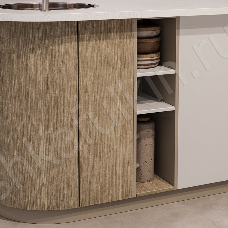 Кухня Кевин Светлые Коричневый Древесный Белый Современный Для посуды 6