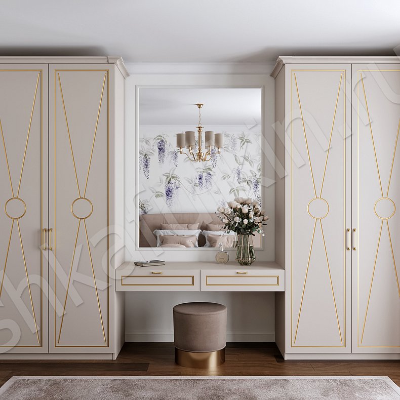 Гарнитур Герцогиня Светлые Золото Коричневый Классика 4х створчатые Спальня Для вещей 1