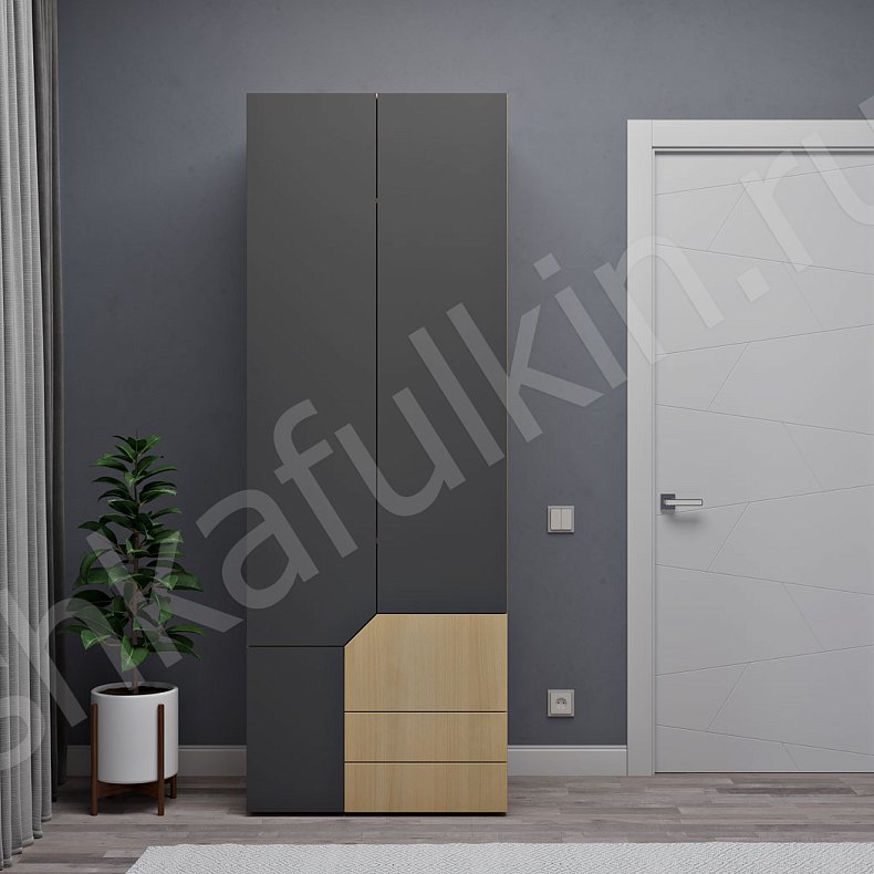 Шкаф Сонум Темные Светлые Серый Коричневый Древесный Черный Скандинавский 2х створчатые Гостиная Для вещей Для белья 5