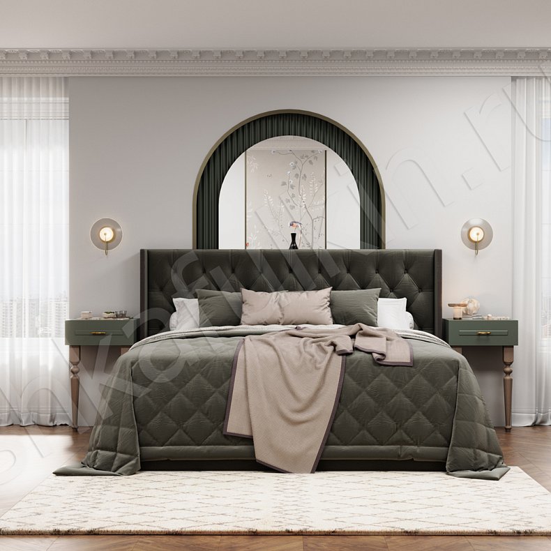 Спальня Линдор Зеленый Темные Цветной Неоклассика 5и створчатые Спальня Для вещей Для белья 5
