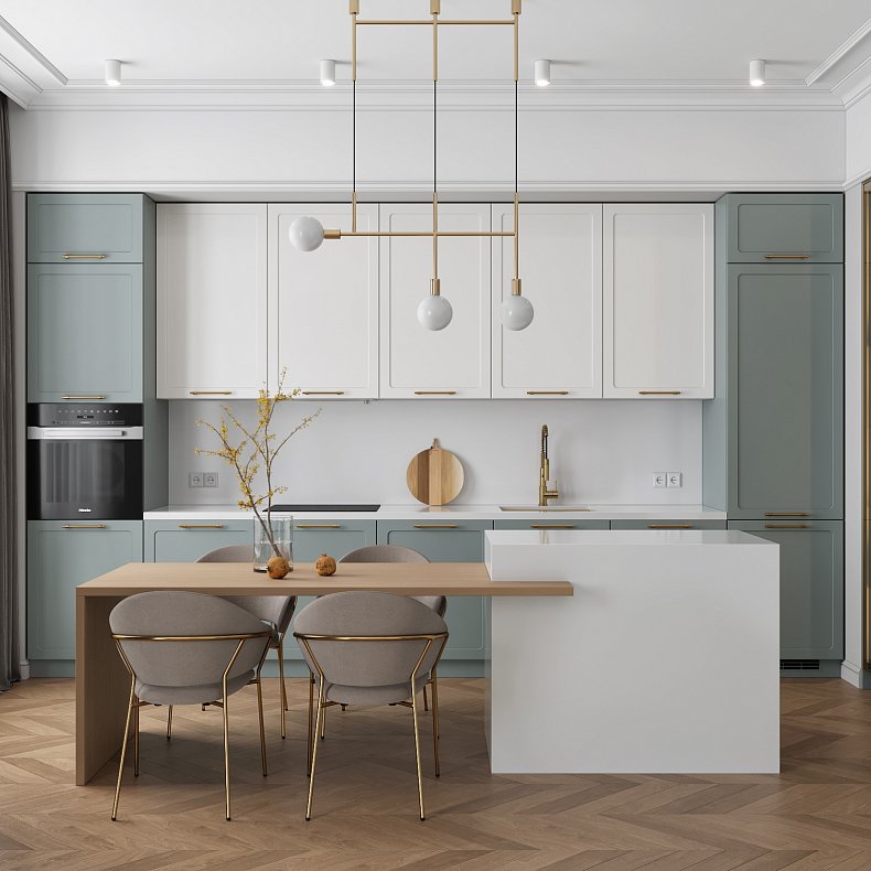 Джорджия ЖК Селигерская 60.9 м² Кухня прямая