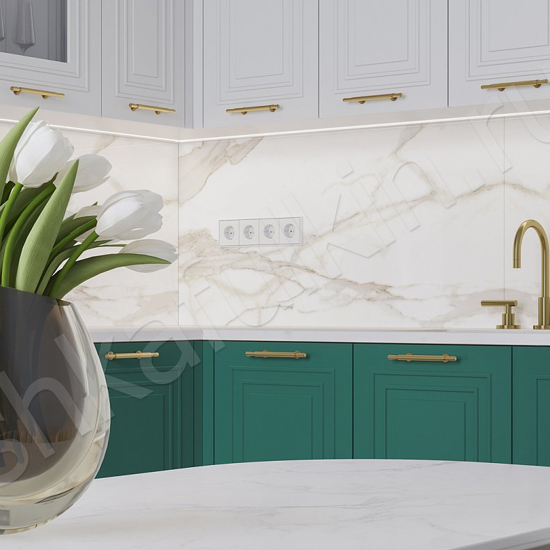 Кухня Паскаль Зеленый Светлые Цветной Белый Неоклассика   Для посуды 3