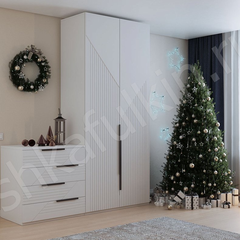 Гарнитур Фигаро Белый Светлые Серый Модерн 4х створчатые Спальня Для вещей