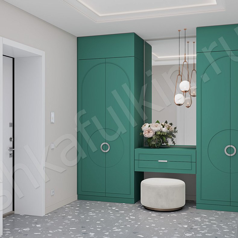 Прихожая Маура с консолью Белый Цветной Красный Светлые Зеленый Неоклассика 4х створчатые Прихожая Для вещей 8