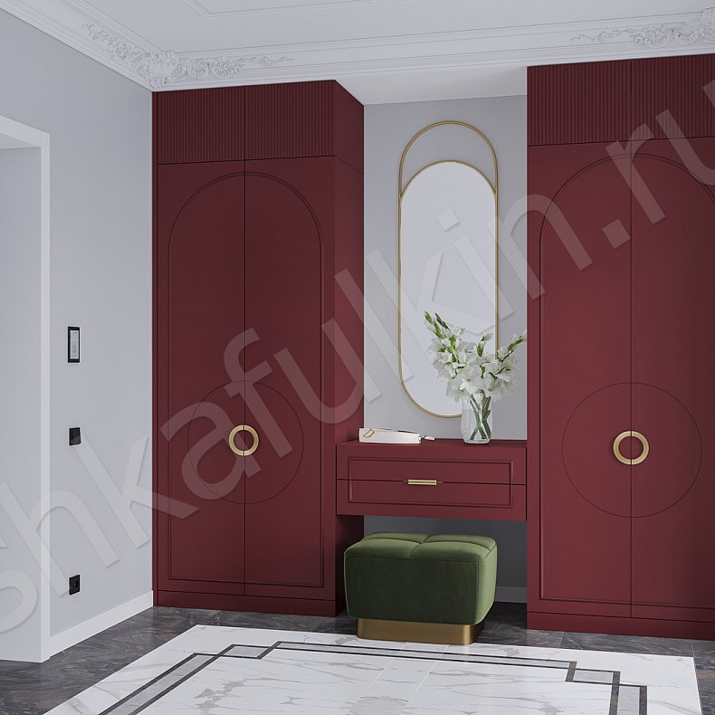 Прихожая Маура с консолью Белый Цветной Красный Светлые Зеленый Неоклассика 4х створчатые Прихожая Для вещей 6