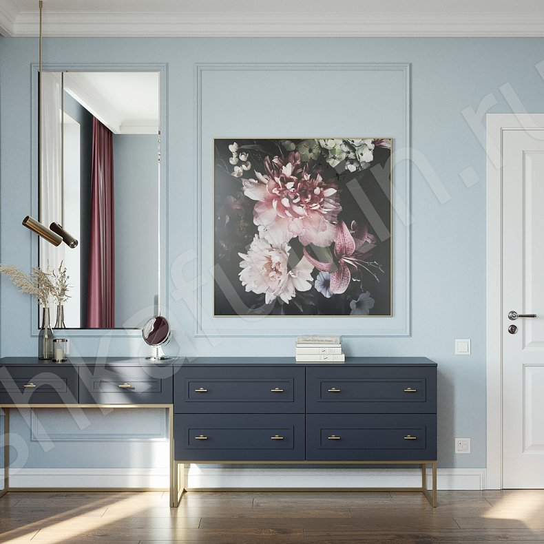 Гарнитур Стефани Белый Красный Неоклассика 4х створчатые Спальня Для белья Для вещей 9