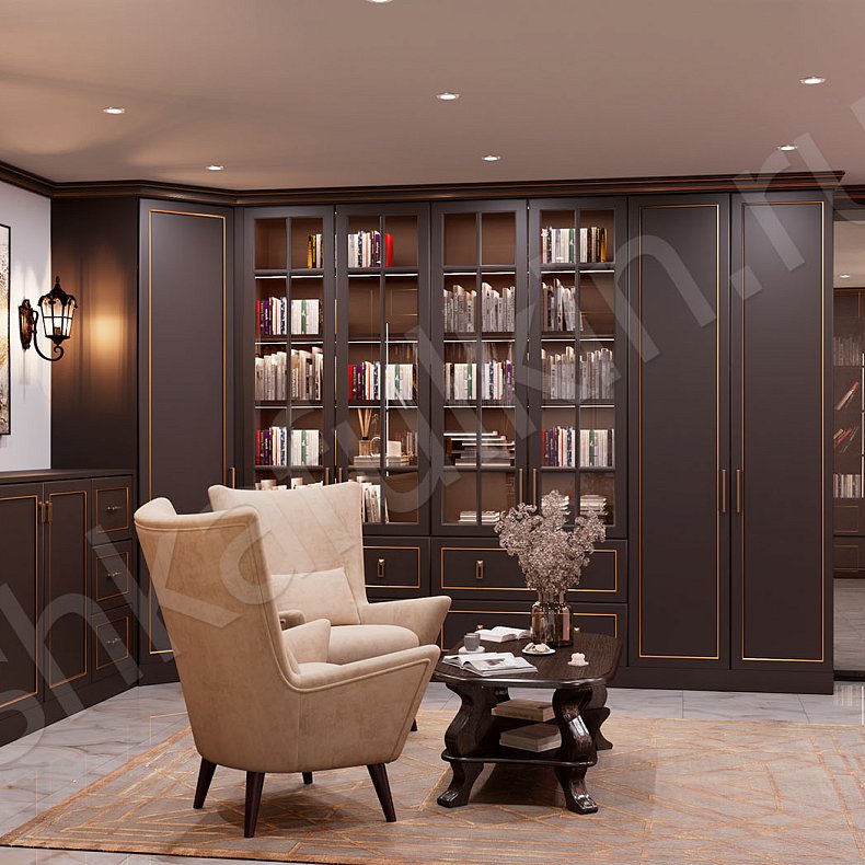 Библиотека Караваджио Темные Древесный Неоклассика Спальня Для посуды Для декора Для книг 6