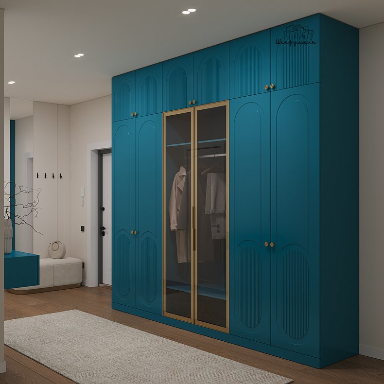 Прихожая Маурис Темные Синий Цветной Современный 6и створчатые Прихожая Для вещей 1