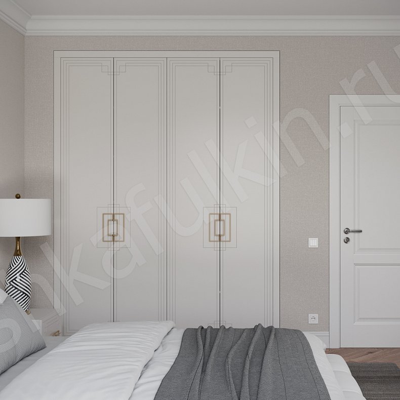 Встроенный шкаф Метрополитан Белый Светлые Неоклассика 4х створчатые Спальня Для вещей 1