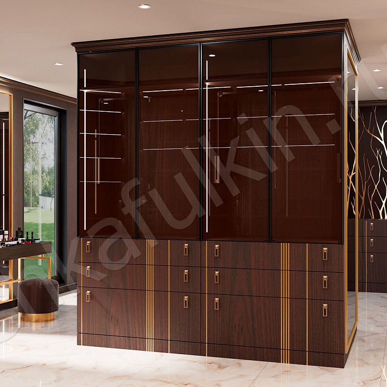 Гардеробная Караваджио Темные Древесный Современный Гардеробная Для вещей Для белья 1