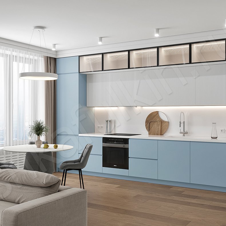 Кухня Шондер Blue Светлые Синий Цветной Белый Современный Для посуды 1