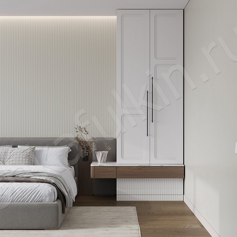 Гарнитур Анфилада Светлые Древесный Белый Современный 2х створчатые Спальня Для вещей Для белья 2