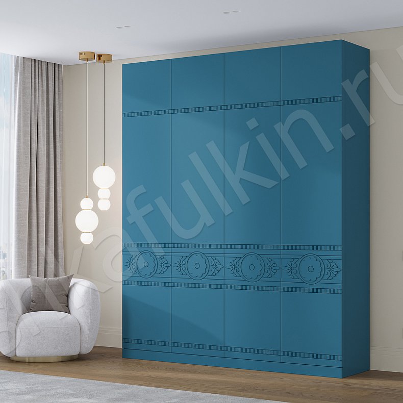 Шкаф Денница Зеленый Светлые Синий Розовый Красный Цветной Этнический 4х створчатые Гостиная Для вещей Для белья