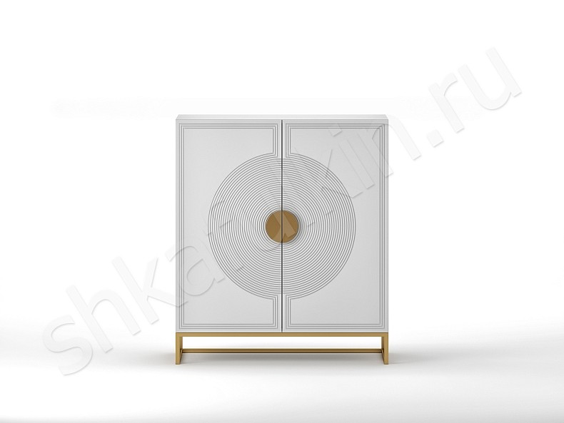 Тумба Ришелье Белый Золото Светлые Неоклассика 2х створчатые Спальня Для вещей