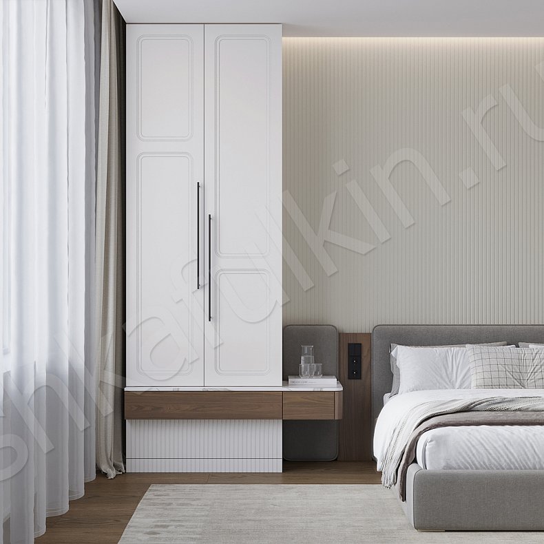 Гарнитур Анфилада Светлые Древесный Белый Современный 2х створчатые Спальня Для вещей Для белья 1
