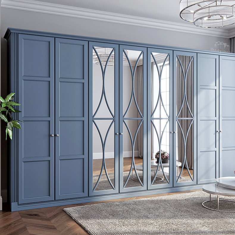 Шкаф Люсия Белый Цветной Синий Светлые Неоклассика 6и створчатые Гостиная Для белья