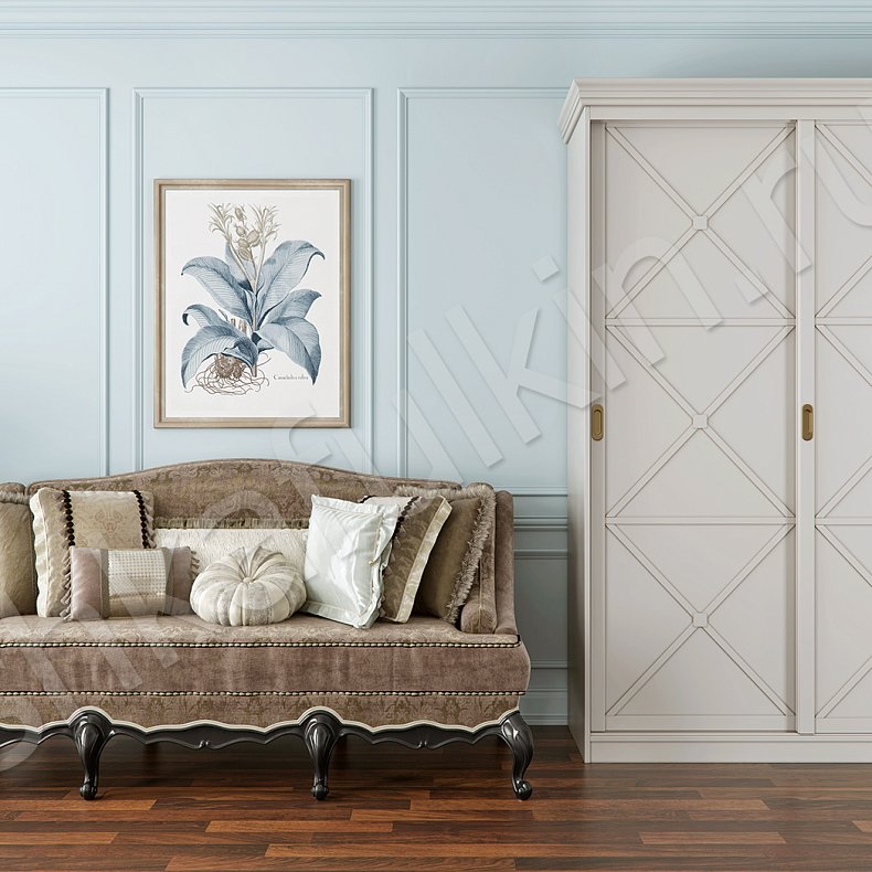 Корпусный шкаф-купе Марсель Светлые Прованс 3х створчатые Гостиная Для вещей 1