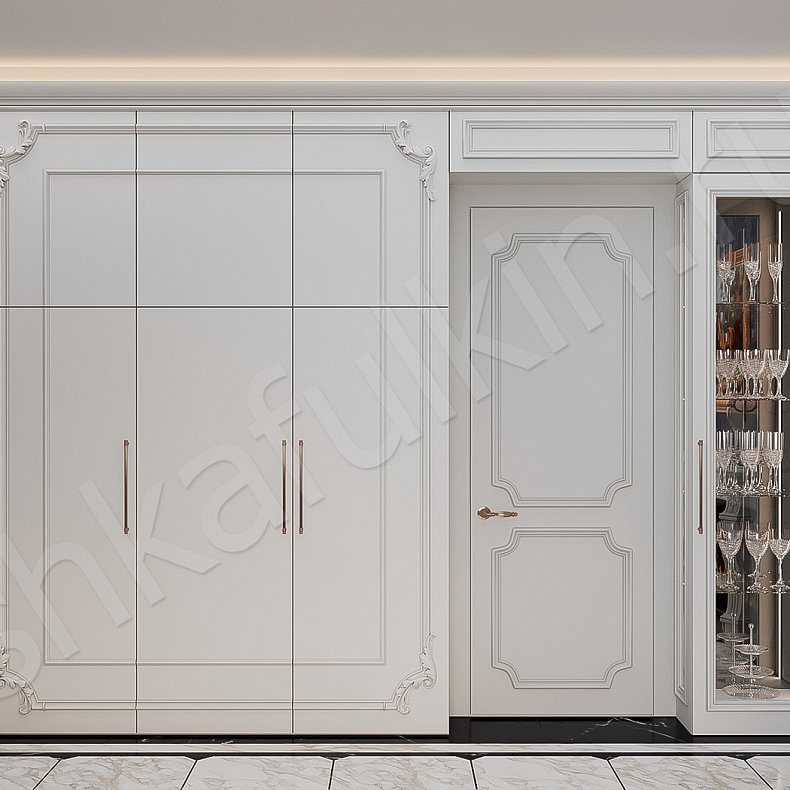 Шкаф Буазери Светлые Белый Классика 3х створчатые Гостиная 1