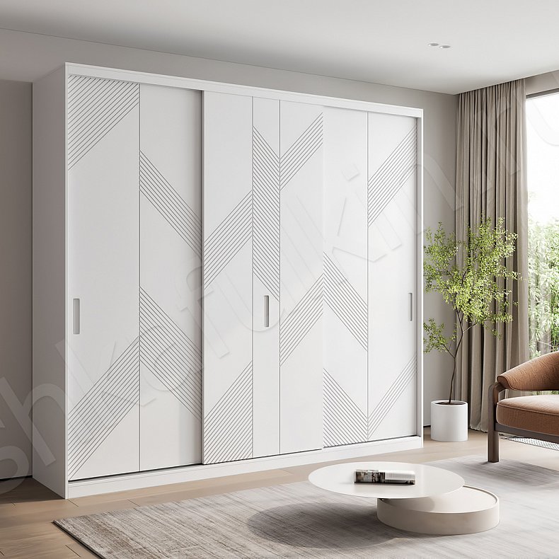 Шкаф-купе Фернандо Белый Древесный Серый Светлые Темные Современный 3х створчатые Гостиная Для вещей 1