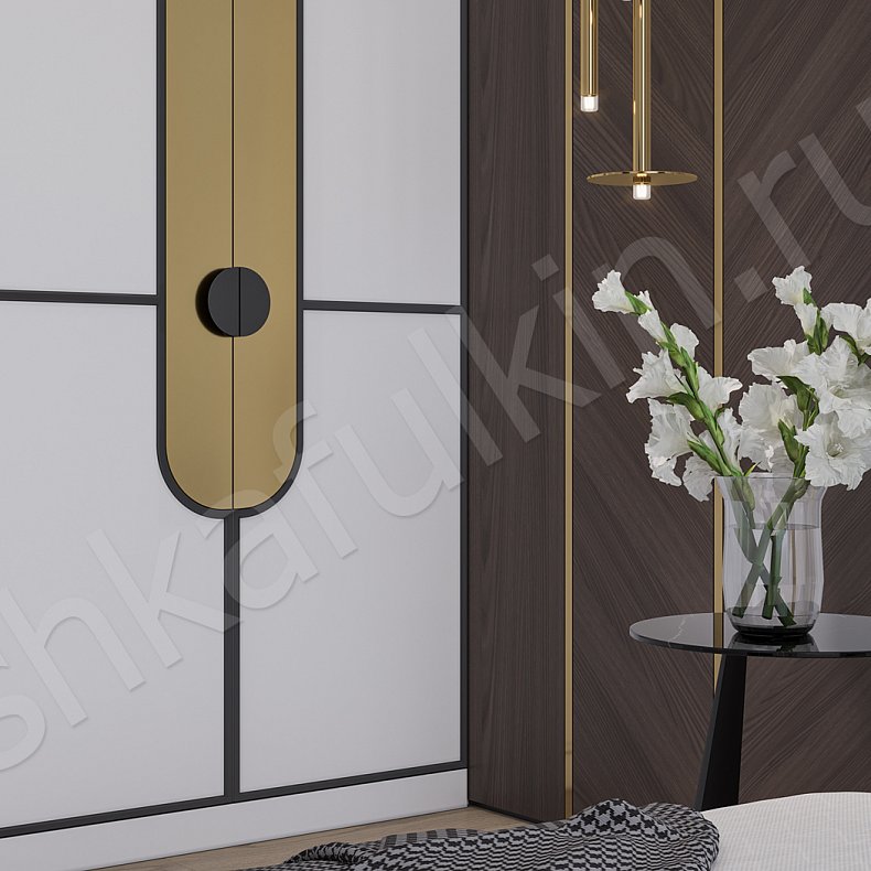 Встроенный шкаф Сальто Золото Белый Современный 4х створчатые Спальня Для вещей Для белья 3