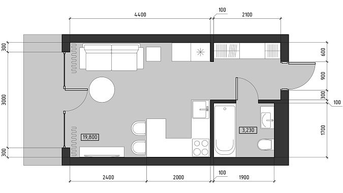 План проекта Сицилия ЖК Ола-Апарт 31 м²