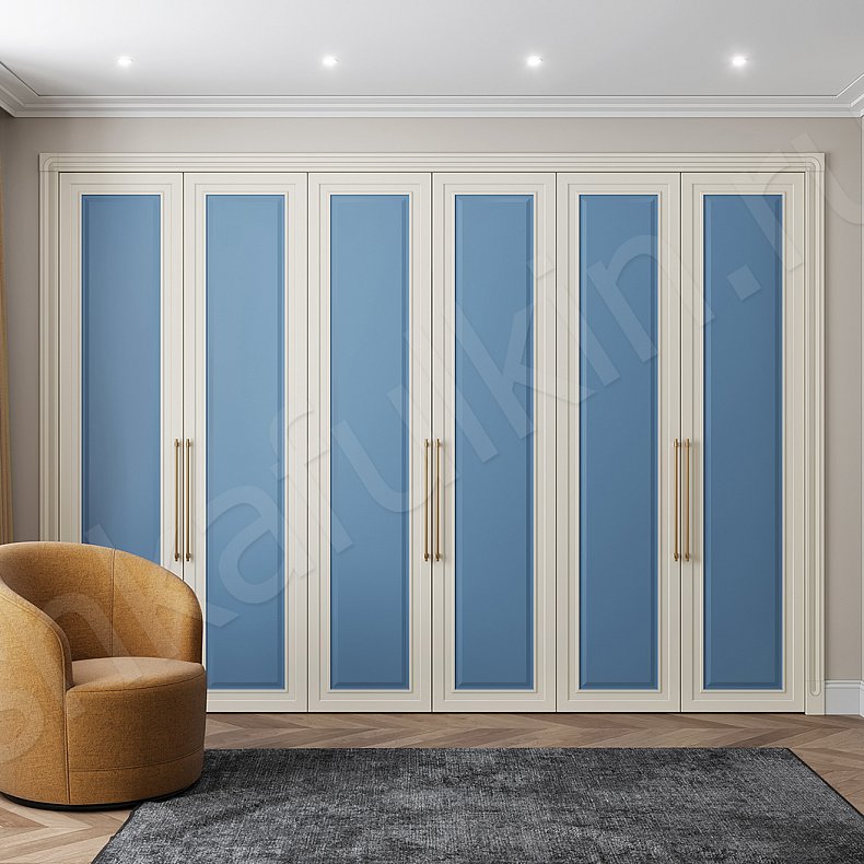Шкаф Сеньора Белый Цветной Синий Светлые Классика 6и створчатые Гостиная Для вещей 1