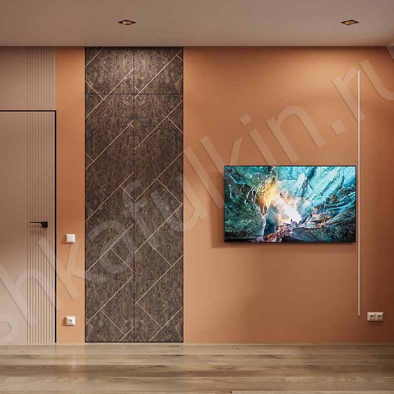 Гарнитур Эспрессо Темные Золото Древесный Современный 2х створчатые Спальня Для вещей Для белья