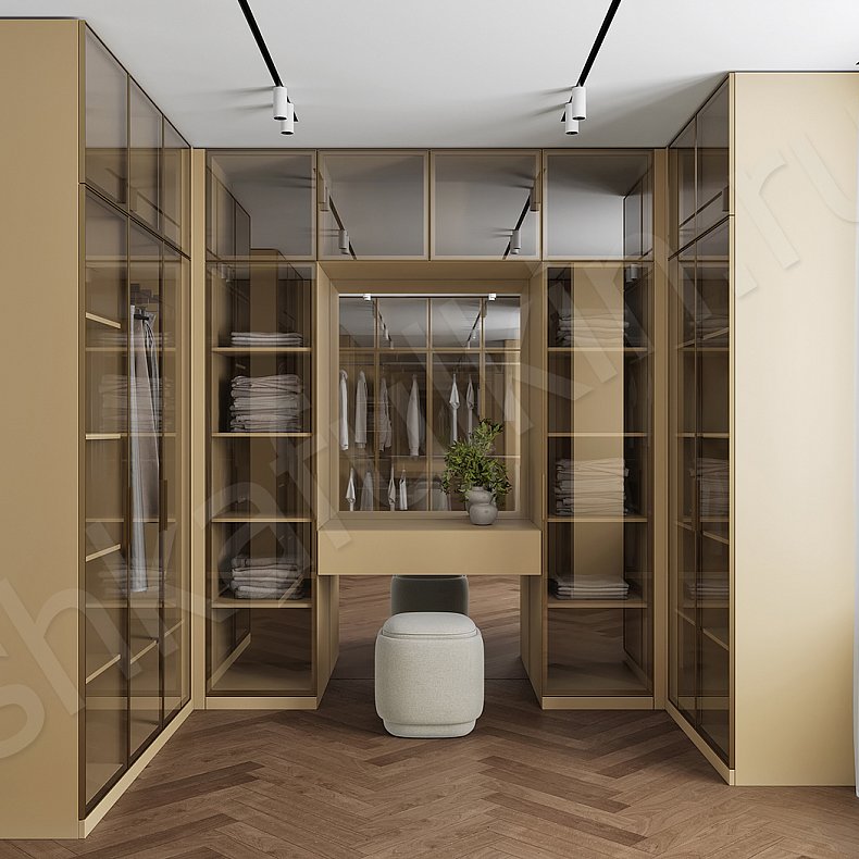 Гардеробная Мауриццо Светлые Золото Коричневый Современный  Гардеробная Для вещей Для белья