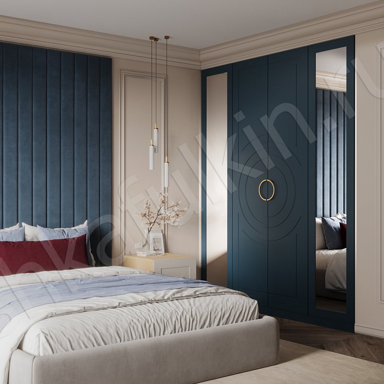 Встроенный шкаф Линдор Светлые Зеленый Неоклассика 4х створчатые Спальня Для белья Для декора Для вещей 1