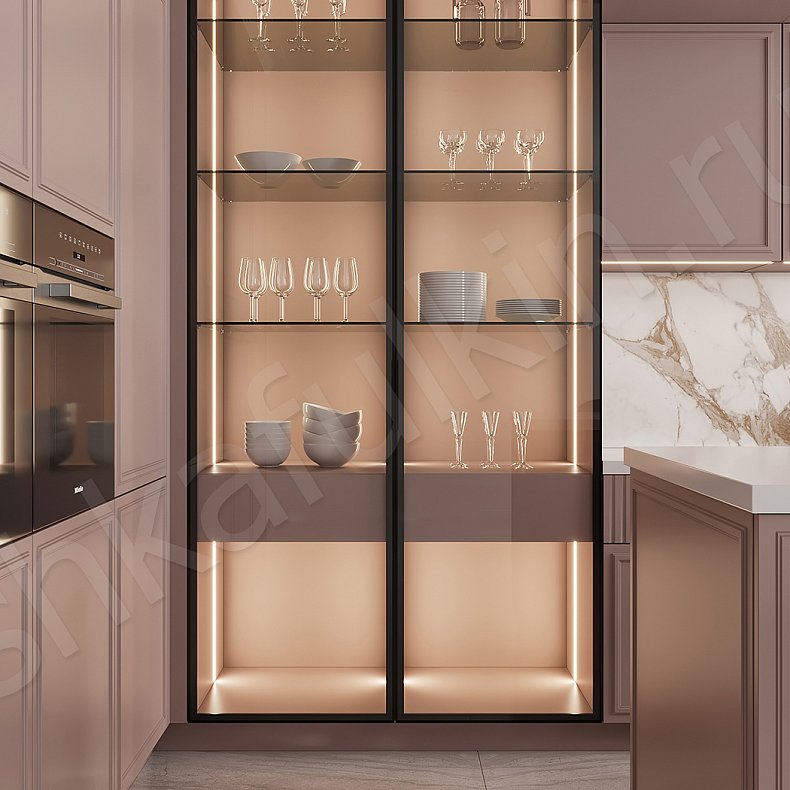 Кухня Мельпомена Светлые Розовый Современный Для посуды Для декора 5